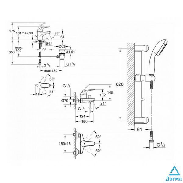 Набір для ванни 3 в 1 Grohe EX Euroeco (123226S0) fb9f3068-1811-4121-9c06-0caf465f1b25 фото