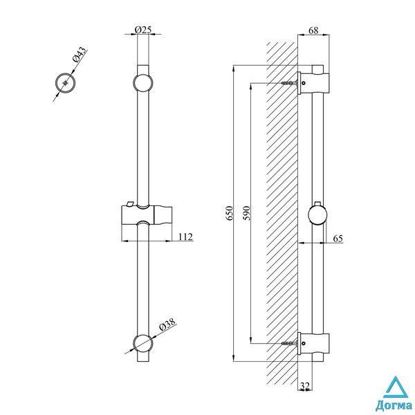 Штанга для душу Kroner KRP Edelstahl Klassisch - ESG230 CV022984 фото