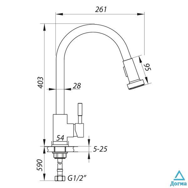 Змішувач для кухні Zerix LR76005-1 з висувною лійкою (LL1200) 04dd7e79-d560-4ce2-a35e-be003a7aa8bf фото